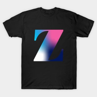 Capital Letter Z Monogram Gradient Pink Blue White T-Shirt